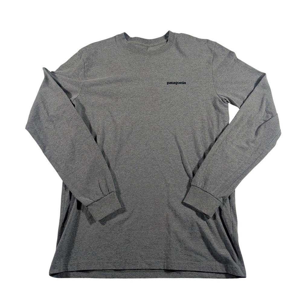 Patagonia T-Shirt Mens S Gray Responsibili-Tee Fitz Roy Trout Cotton Blend L/S
